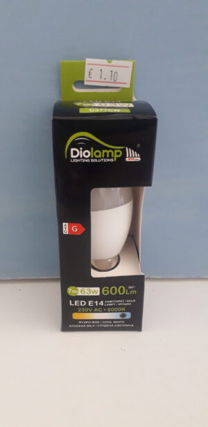 Λάμπα led C37 κερί Ε14 7W 230V 6000k ψυχρό λευκό φως δέσμης 160° 600 lumen 30000h