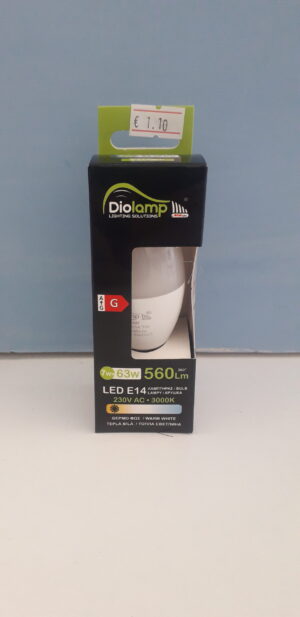 Λάμπα led C37 κερί Ε14 7W 230V 3000k θερμό λευκό φως δέσμης 200° 560 lumen 30000h