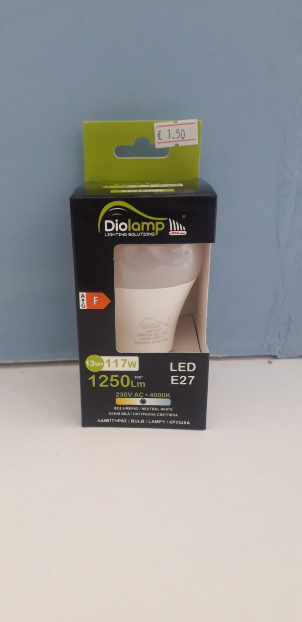 Λάμπα led A60 αχλάδι E27 13W 230V 4000k ενδιάμεσο λευκό φως δέσμης 180° 1250 lumen 30000h