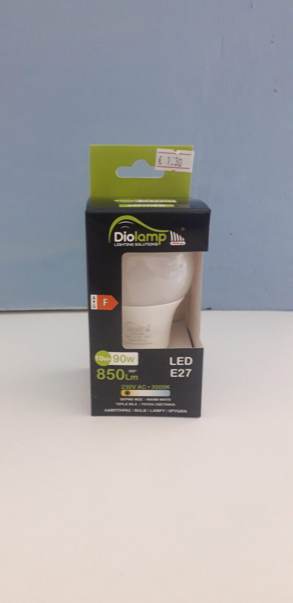 Λάμπα led A60 αχλάδι E27 10W 230V 3000k θερμό λευκό φως δέσμης 180° 850 lumen 30000h