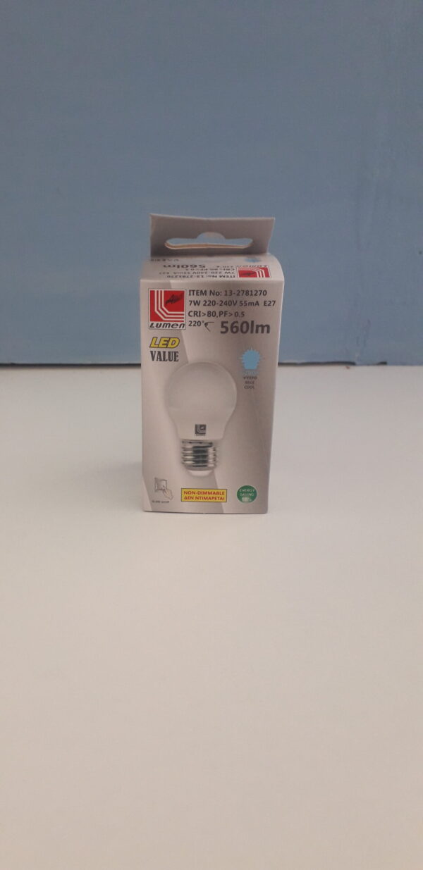 Λάμπα led σφαιρική Value E27 7W 230V ψυχρό φως 6200k 560Lm δέσμης 220°
