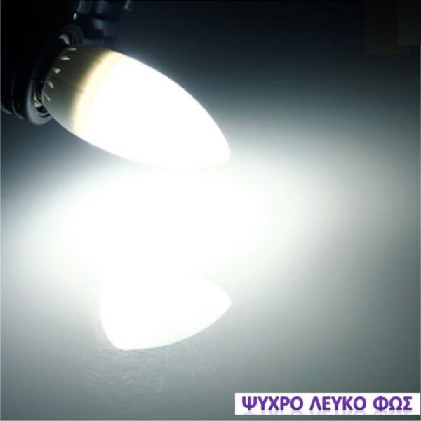 Λάμπα led C37 κερί Ε14 7W 230V 6000k ψυχρό λευκό φως δέσμης 160° 600 lumen 30000h - Image 3